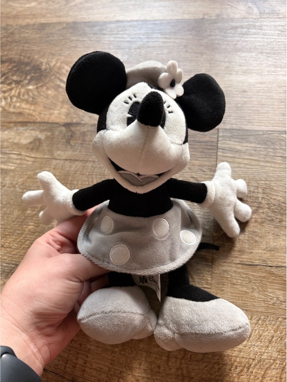 Disney Parks Authentic Original Minnie Mouse Plush Toy Black and Gray 10-Inch